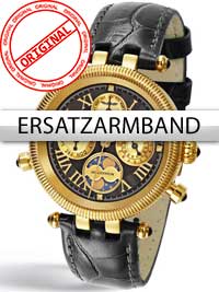 Perigaum Replacement Strap in Black for Millennium Ladies P-0606-GS Gold Clasp