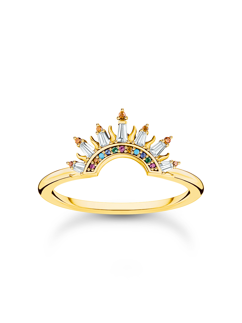 Thomas Sabo TR2456-488-7-56 Gold-plated ring w. sunbeams and coloured stones 