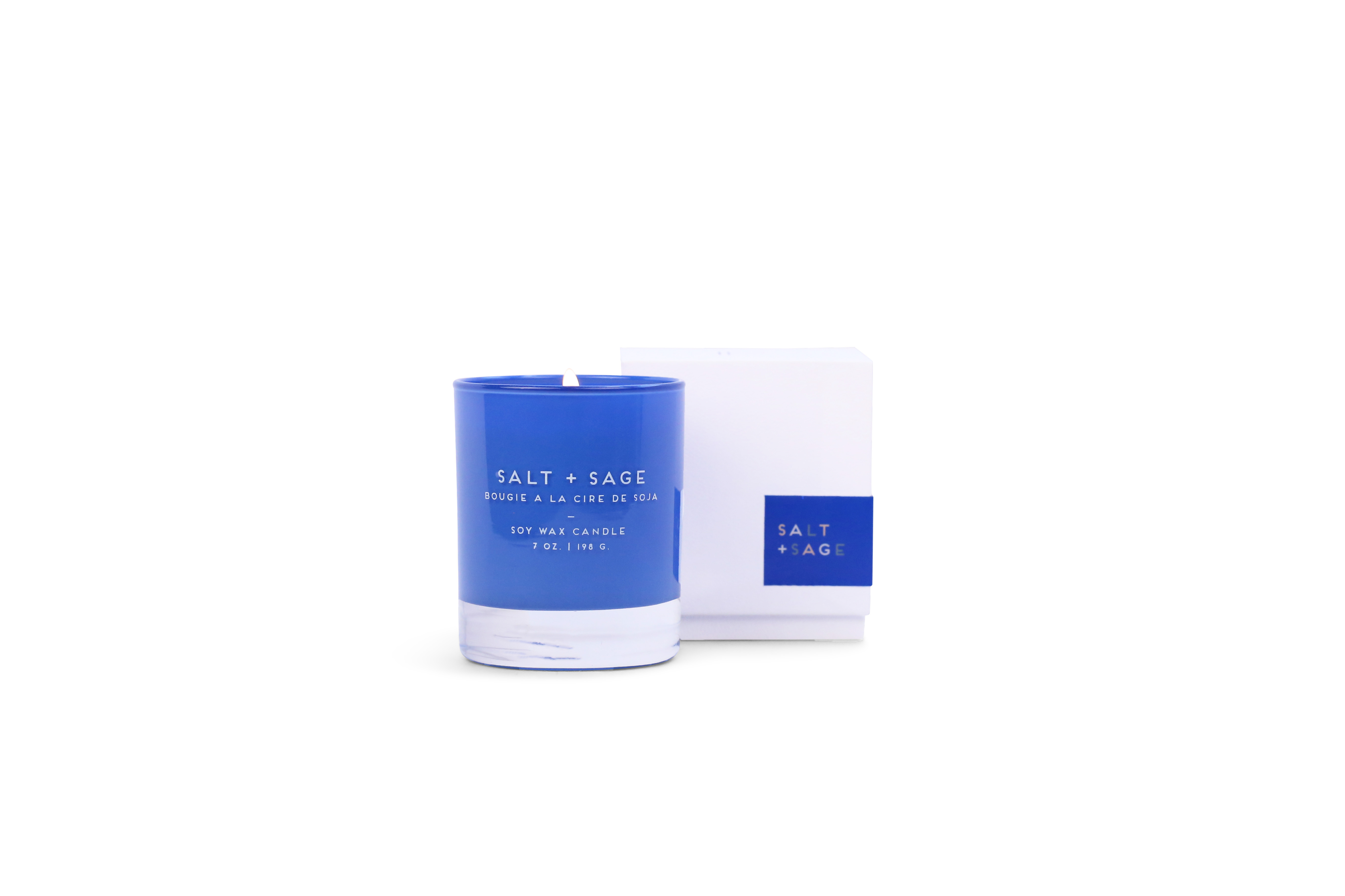 Lumânare parfumată Paddywax STATEMENT BLUE SALT + SALVIE în cutie cadou (7oz / 198g)