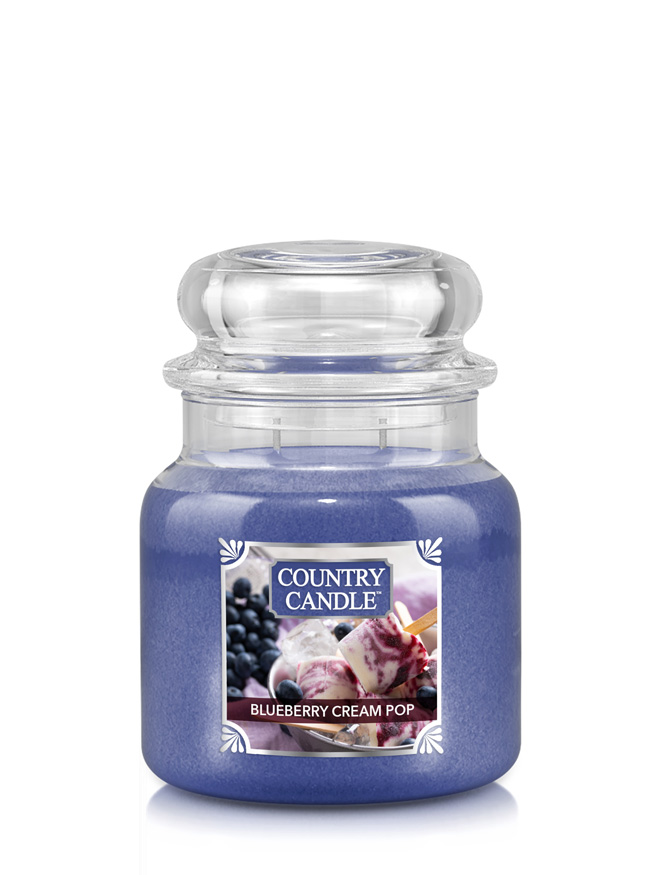 Lumânare Country Candle Blueberry Cream Pop mediu cu 2 fitiluri (453 g)