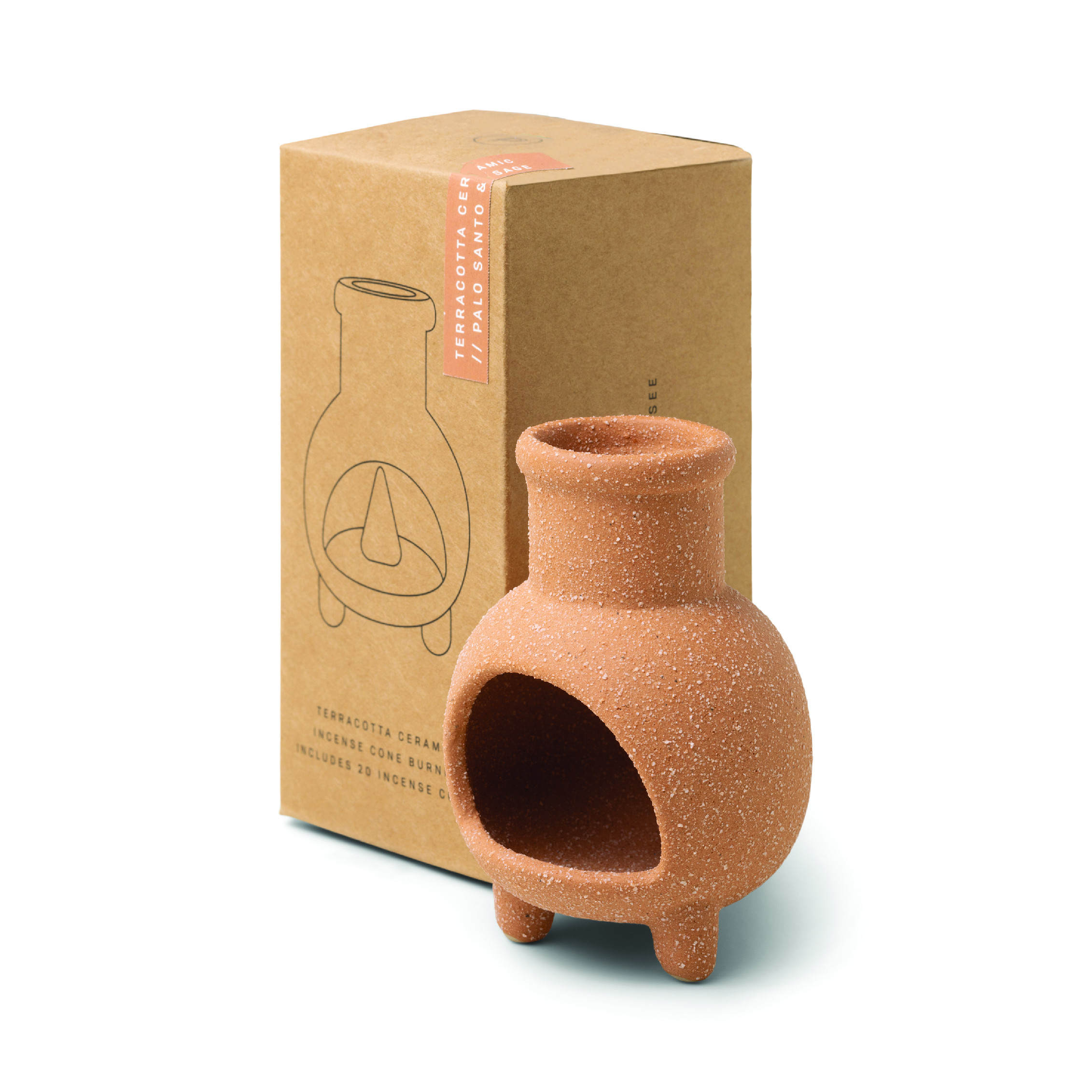 Paddywax Incense Chiminea Ceramic - casa pentru 20 de conuri de tamaie - Palo Santo & Sage