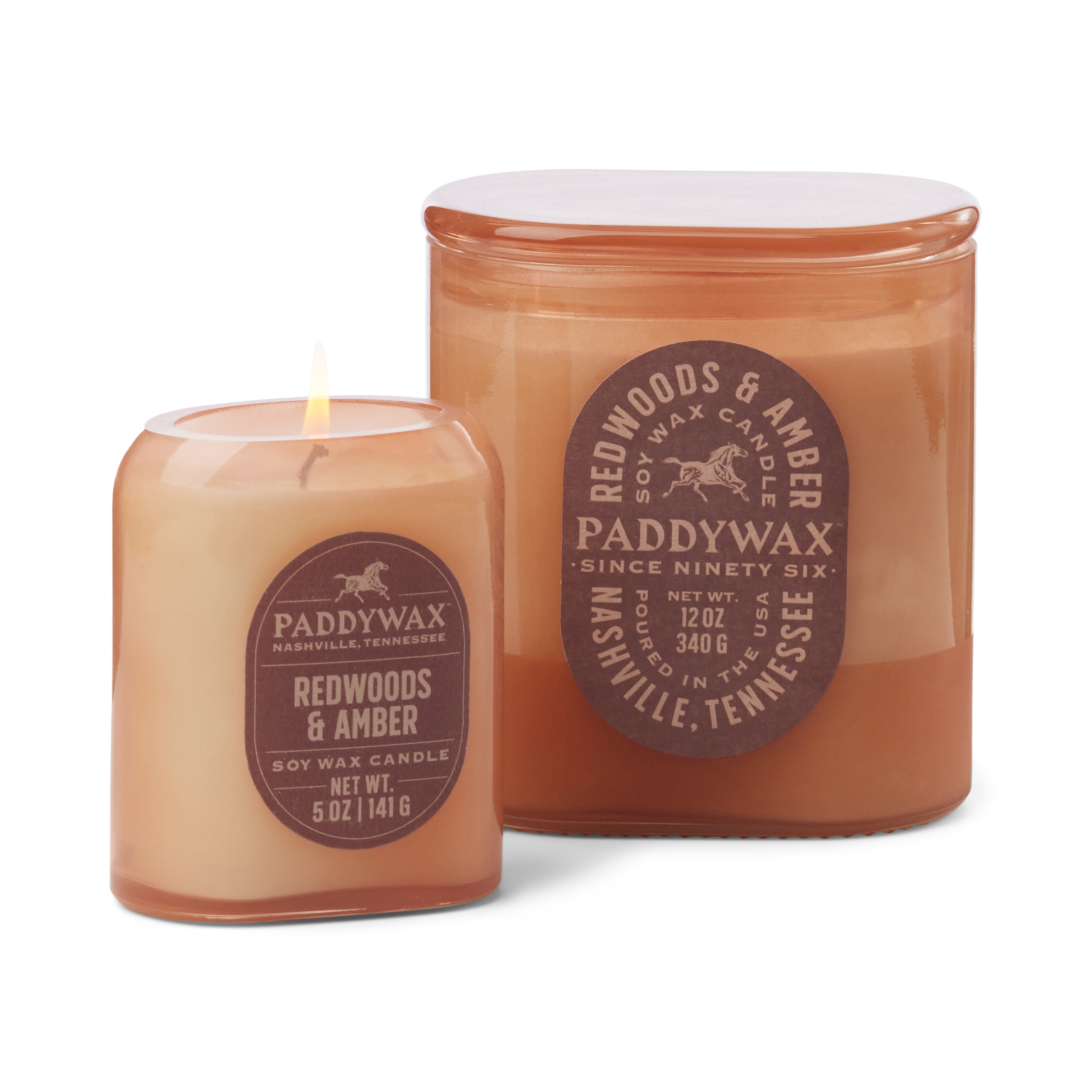 Lumânare parfumată Paddywax Vista, lemn roșu și chihlimbar, 5 oz/142 g