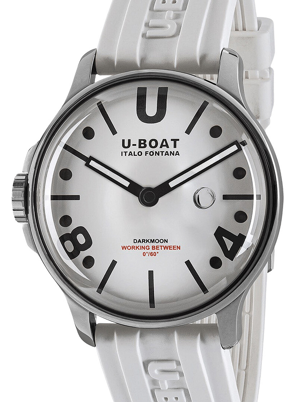 U-Boat 9542 Darkmoon White SS Mens Watch 44mm 5ATM